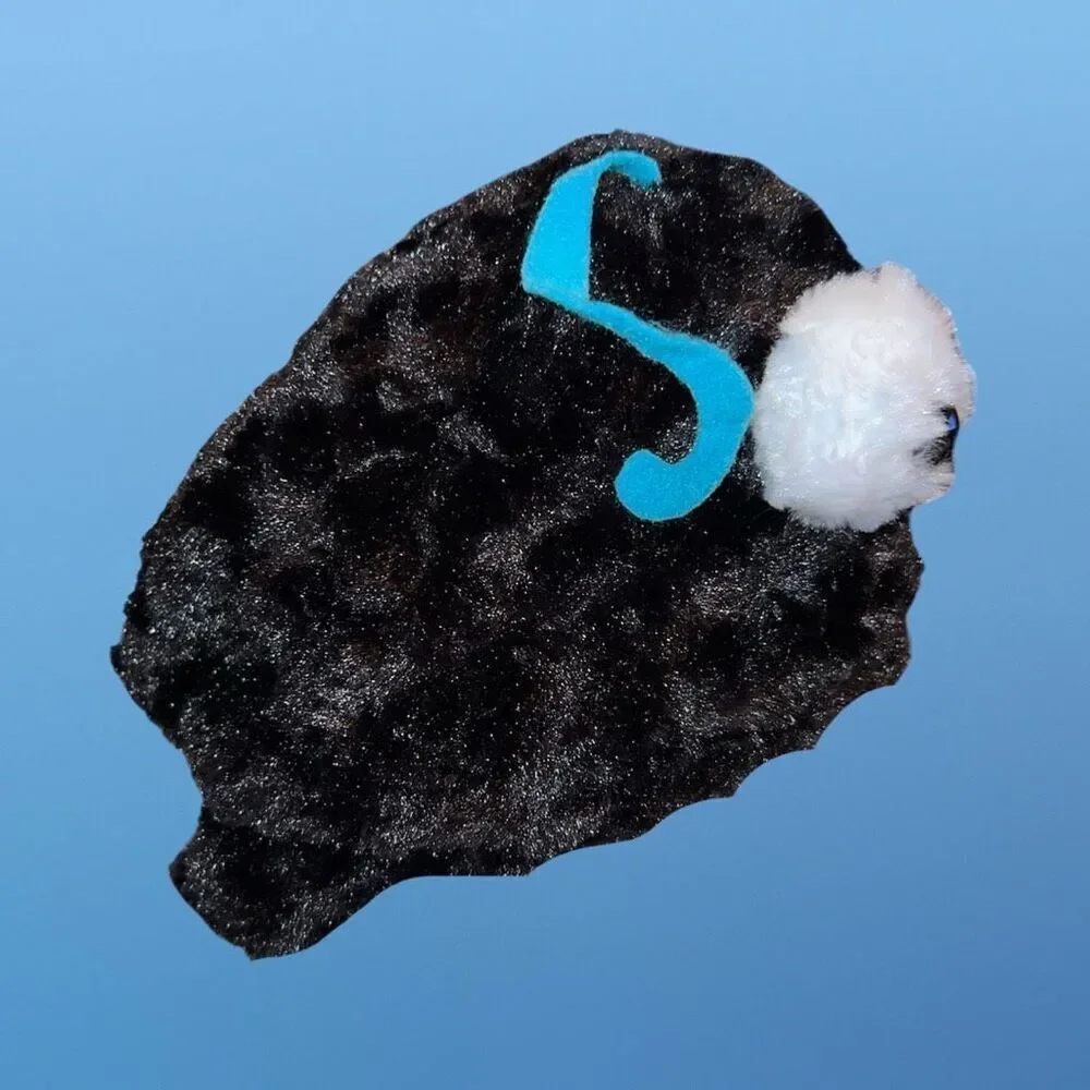 Infant Black Googly Eyes Plush Chin Strap Winter Hat